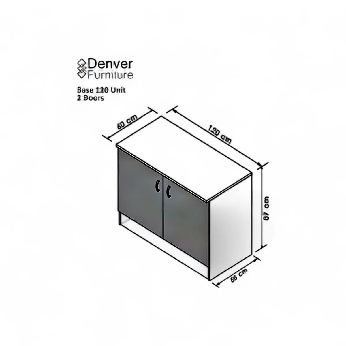 Modular Standard 1200mm Base Cabinet - 2 Door White