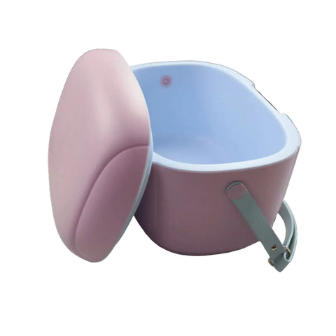 Totai twelve litre cooler box in pink with light blue interior and grey carrying strap