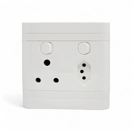Lesco 100X100Mm Double Socket 1X16Mma + 1Iec Switch Socket