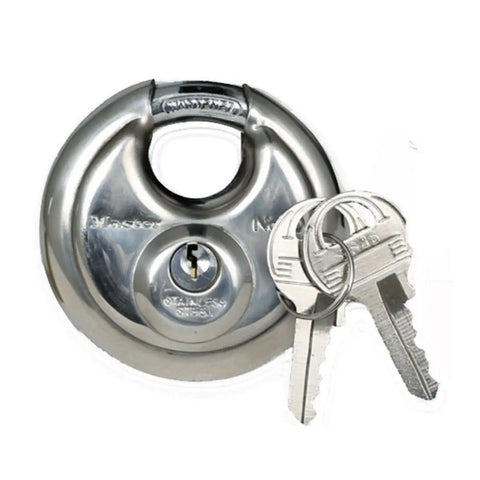 samson round chrome padlock with two keys