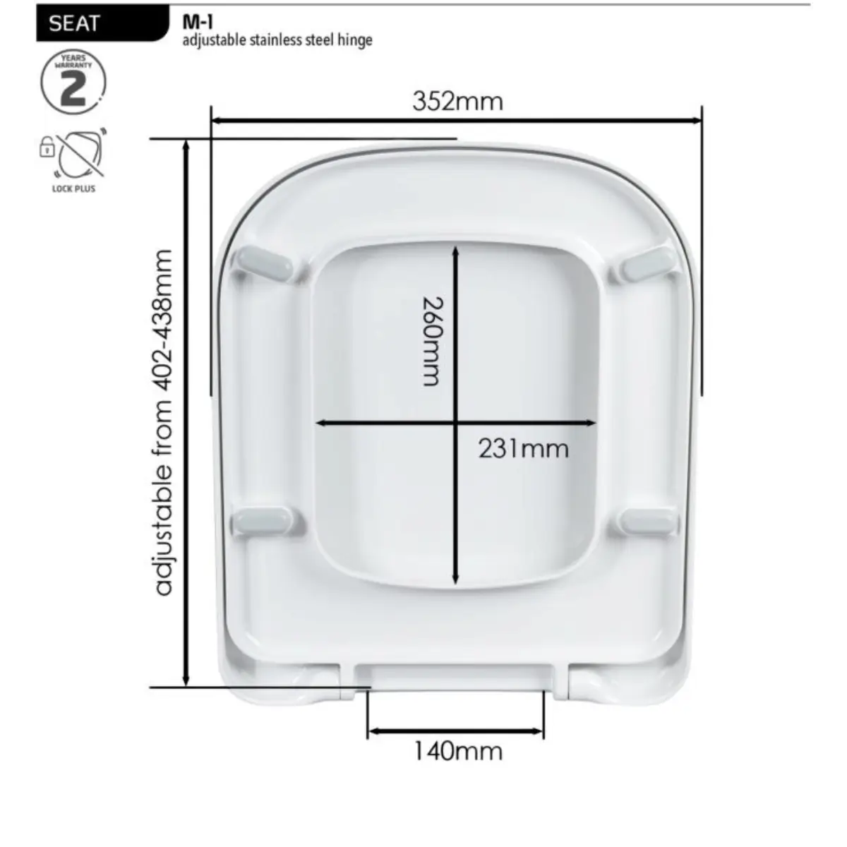 Toilet seat with inox hinges