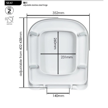 Toilet seat with inox hinges