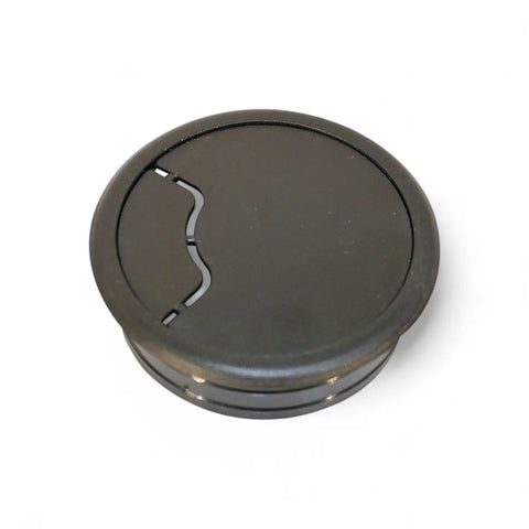 Black Plastic Cable Desk Outlet (Single)