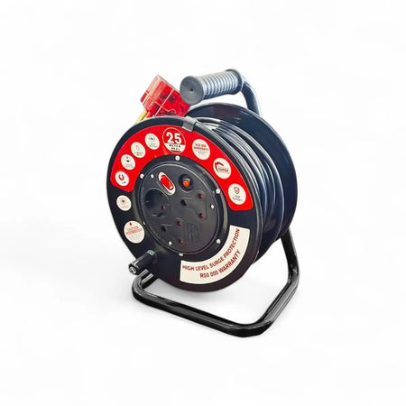Gentech Electricmate 25M Extension Reel 16Amp Cable With High Level Surge Protection
