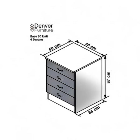 Base Unit 600mm - 4 Drawer White