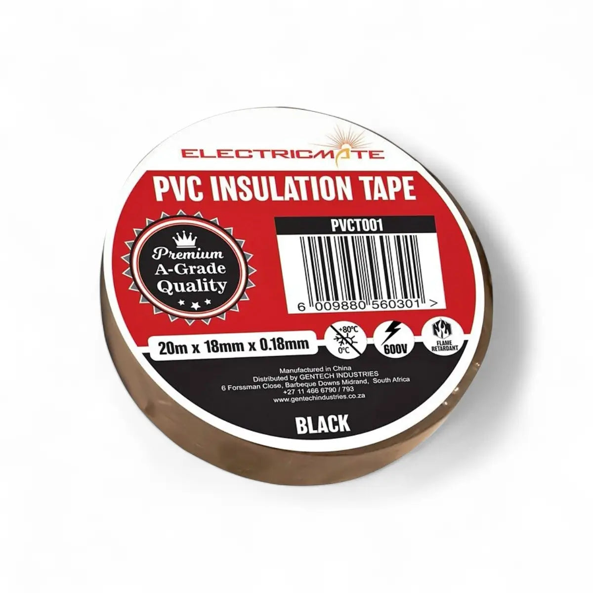 Gentech Electrical Insulation Tape (Black, 20M)