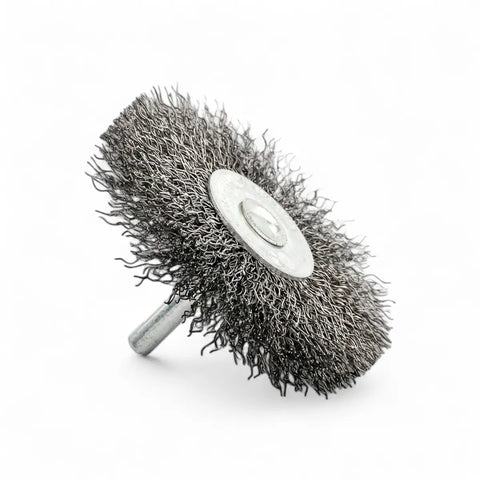 Mounted Wire Wheel With 6mm Shaft - 76 X 12mm