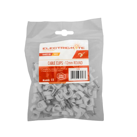 Round cable clips 12mm pack