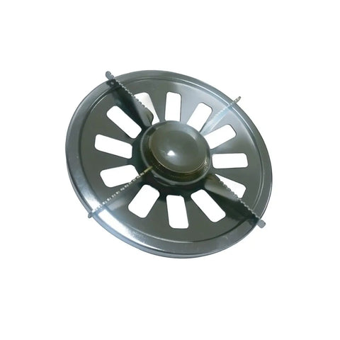 totai gas hob burner plate viewed from above with round perforated grate and central cap
