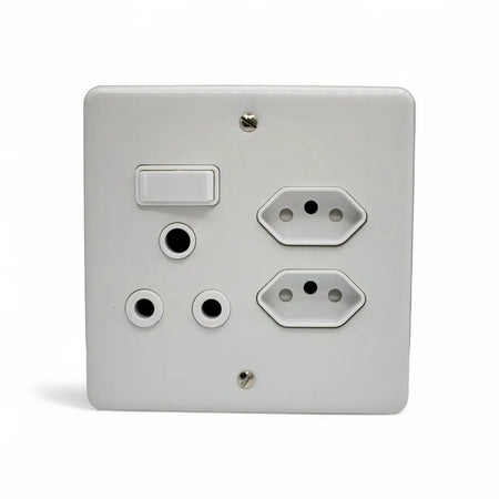 Lesco Switch Socket 100X100Mm 16A/2Iec Mono White Switch Socket