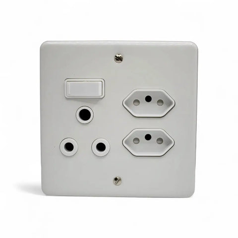 Lesco Switch Socket 100X100Mm 16A/2Iec Mono White Switch Socket