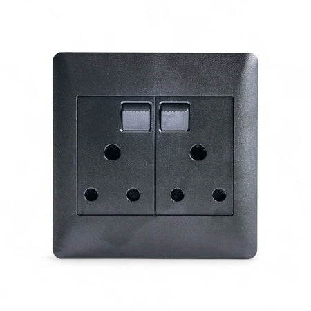 Lesco Socket Apollo 100 X100 Dbl Edgy Sapphire Blk Light Switches