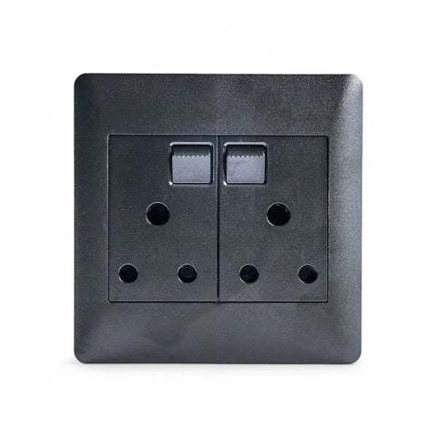 Lesco Socket Apollo 100 X100 Dbl Edgy Sapphire Blk Light Switches