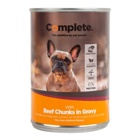 COMPLETE Dog Tin Food Beef Chunks 385g