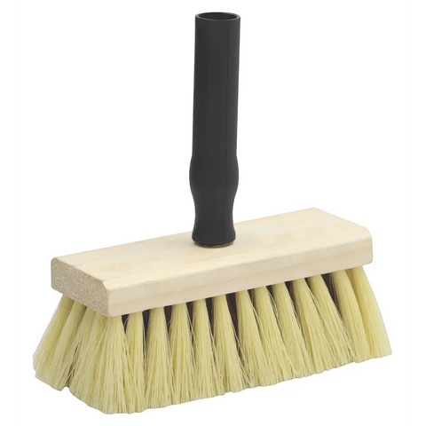 addis white wash brush with pale bristle bundle and wooden base and vertical black handle