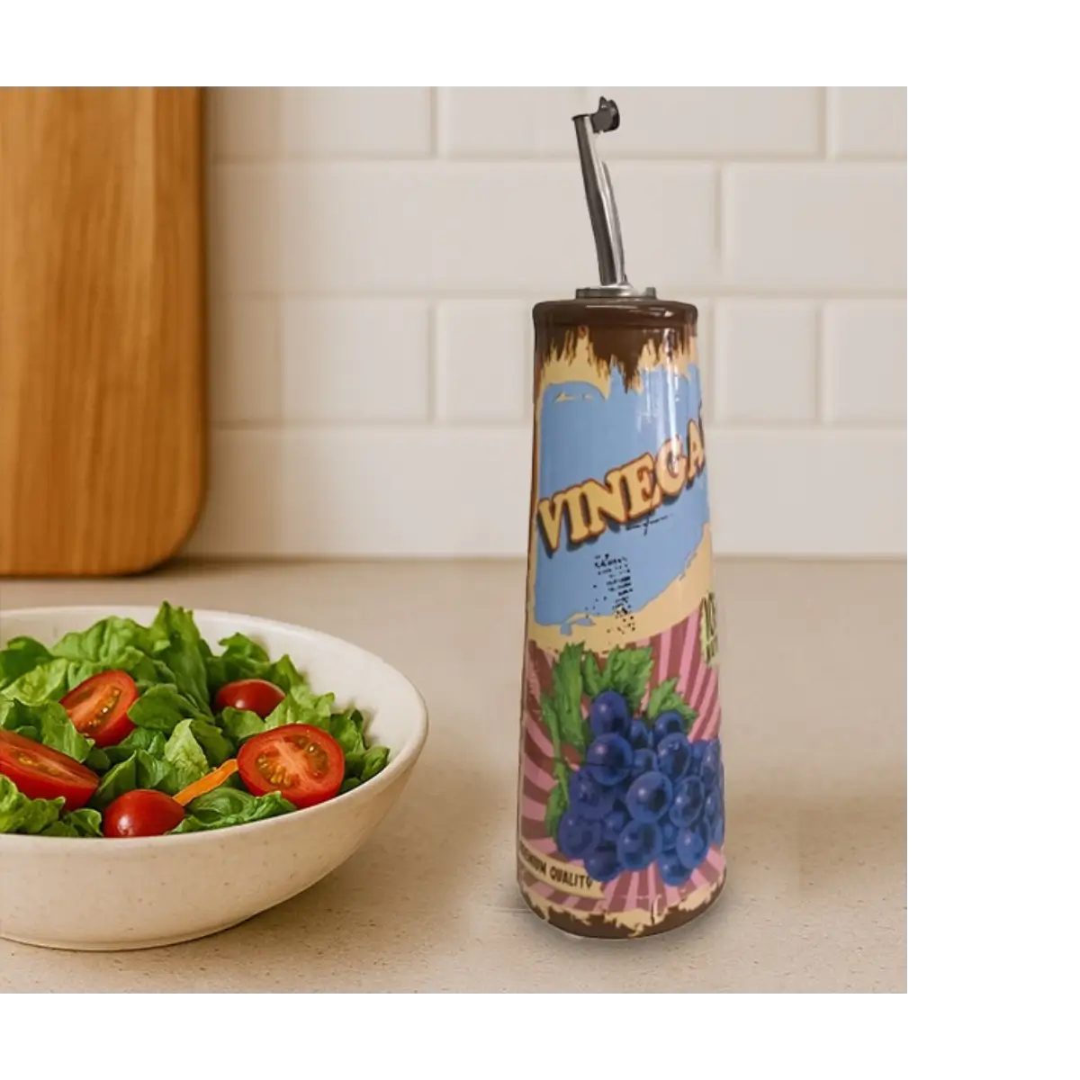 Ceramic vinegar dispenser bottle