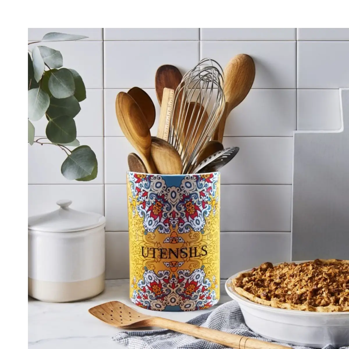 Ceramic utensil crock holder