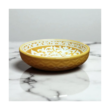 Embossed ceramic serving dish