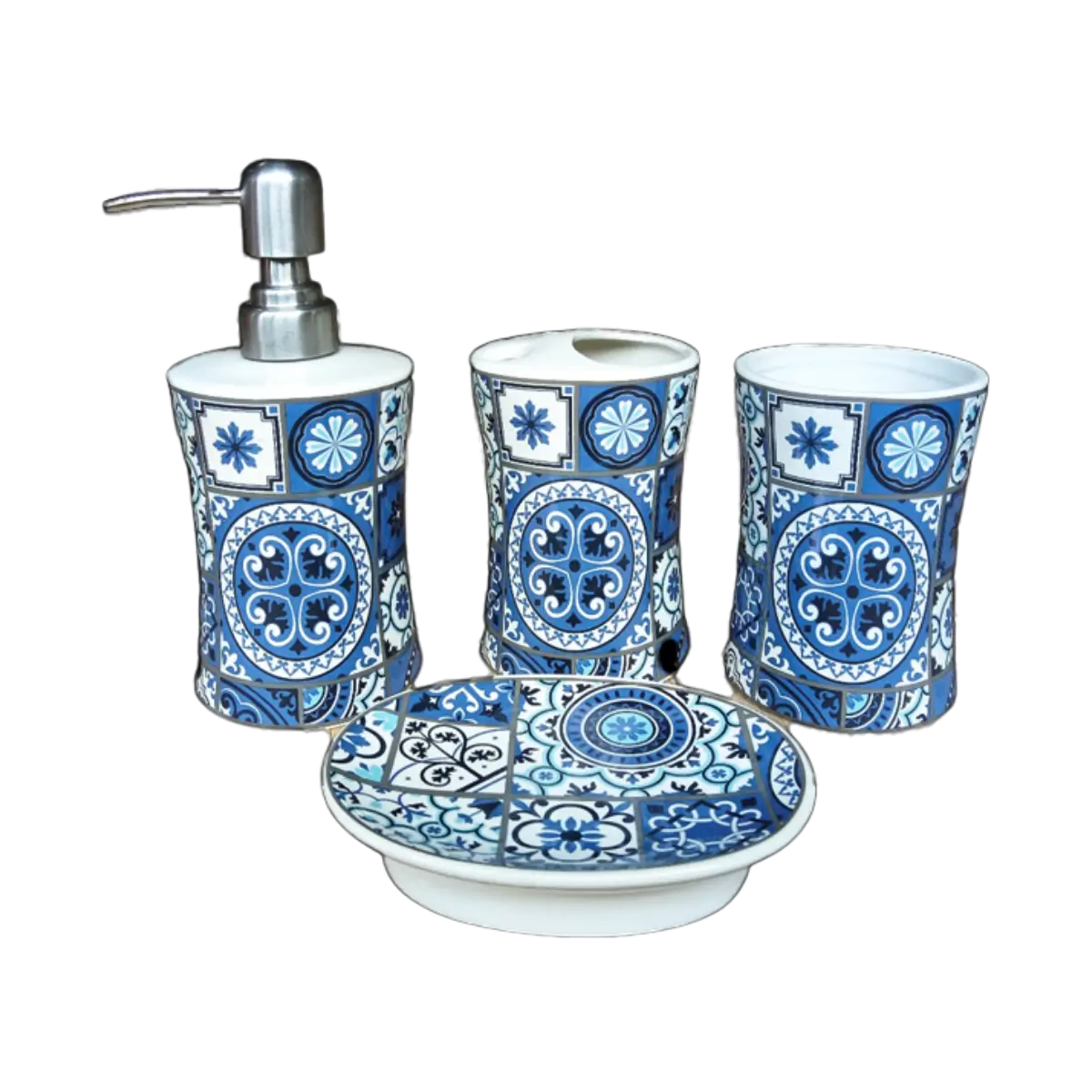 Four piece bathroom accessory set