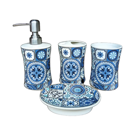 Four piece bathroom accessory set