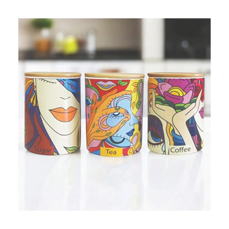 Ceramic kitchen canister set