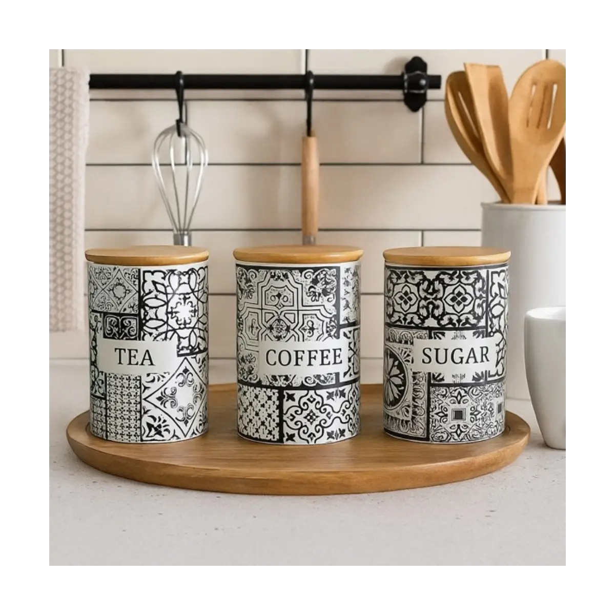 Ceramic kitchen canister set