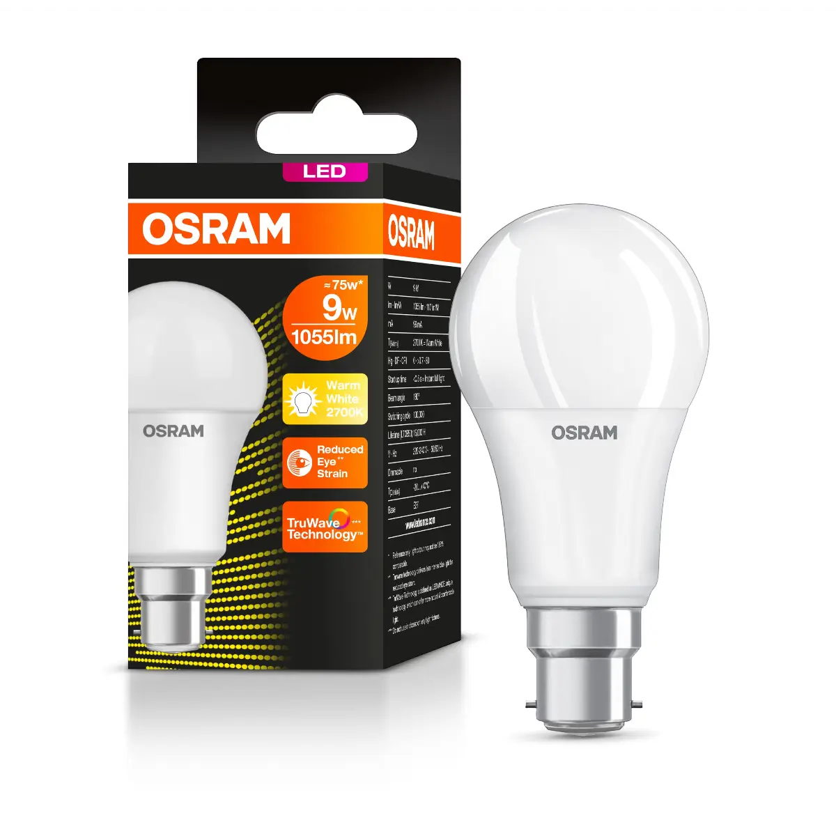 9W warm white B22 LED bulb