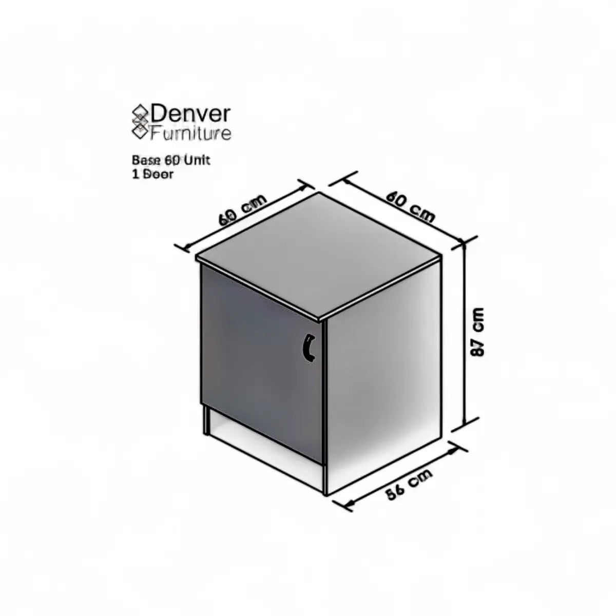 Modular Standard 600mm Base Cabinet - 1 Door Vermont Slate