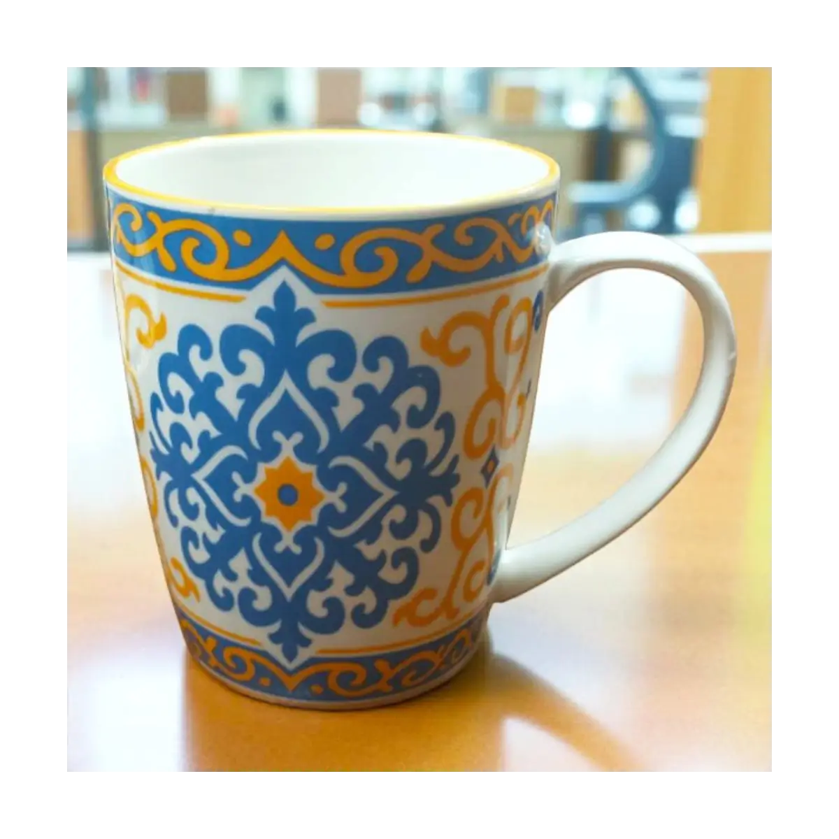 Patterned ceramic coffee mug