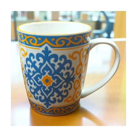 Patterned ceramic coffee mug