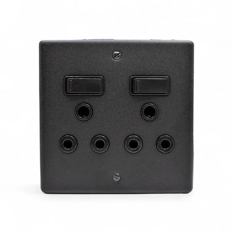 Lesco 100X100Mm Dbl Socket Matt Black Switch Socket
