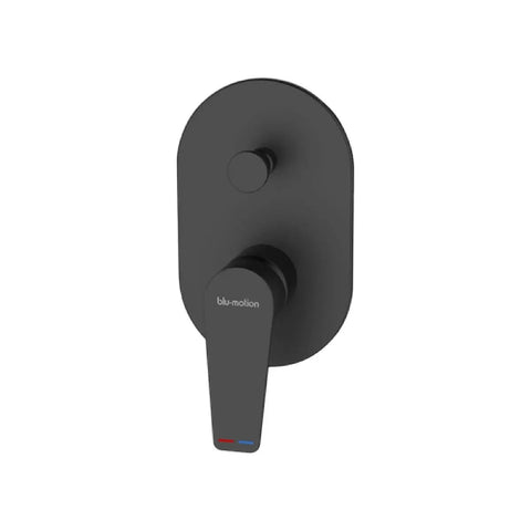 black wall mounted diverter mixer with a single lever by Blu-Motion