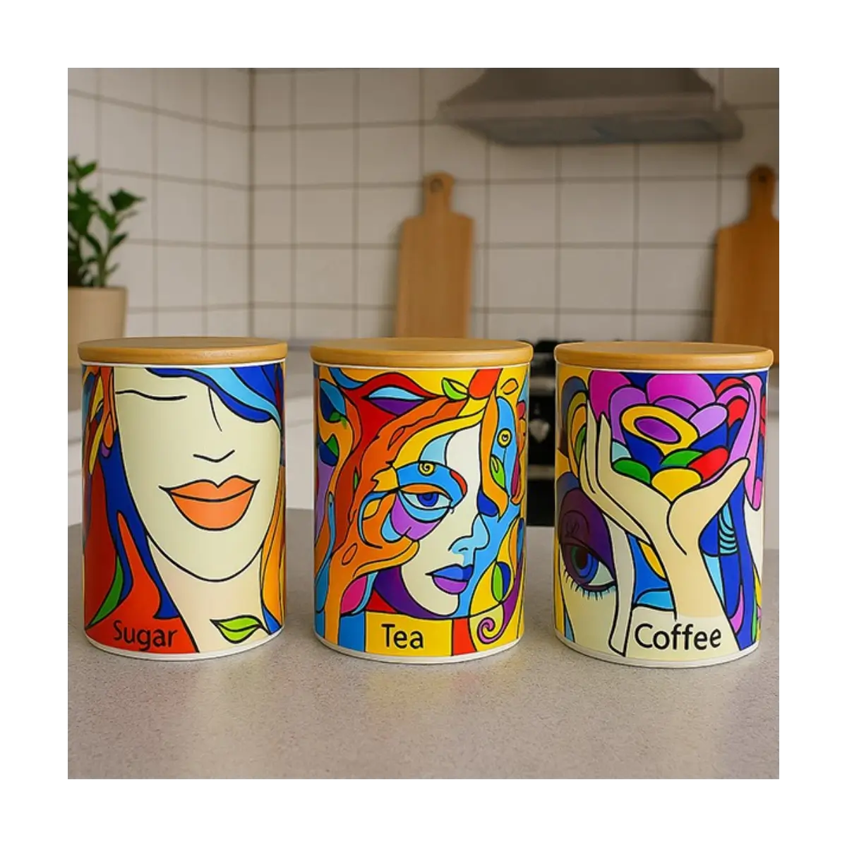 Ceramic kitchen canister set