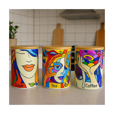 Ceramic kitchen canister set
