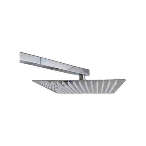 Blu-Motion chrome square rainfall shower head with wall mounted arm