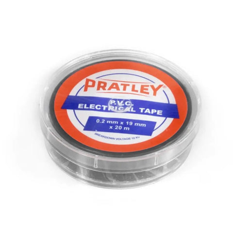 pratley pvc electrical tape on a clear plastic reel with orange and blue label