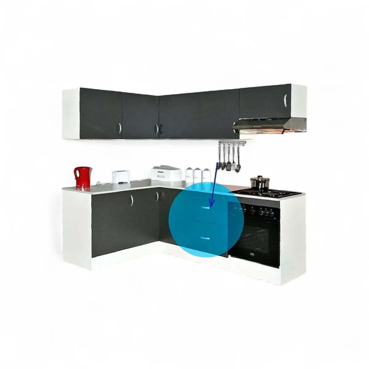 Modular Standard Base Cabinet 600mm - 2 Drawer Vermont Slate