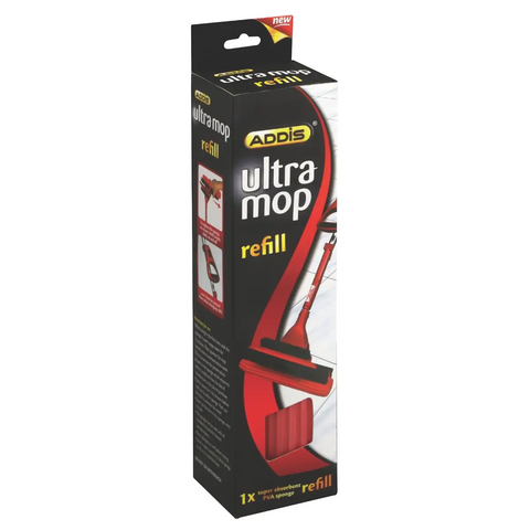 Addis ultra mop refill box with red mop head illustration on dark packaging
