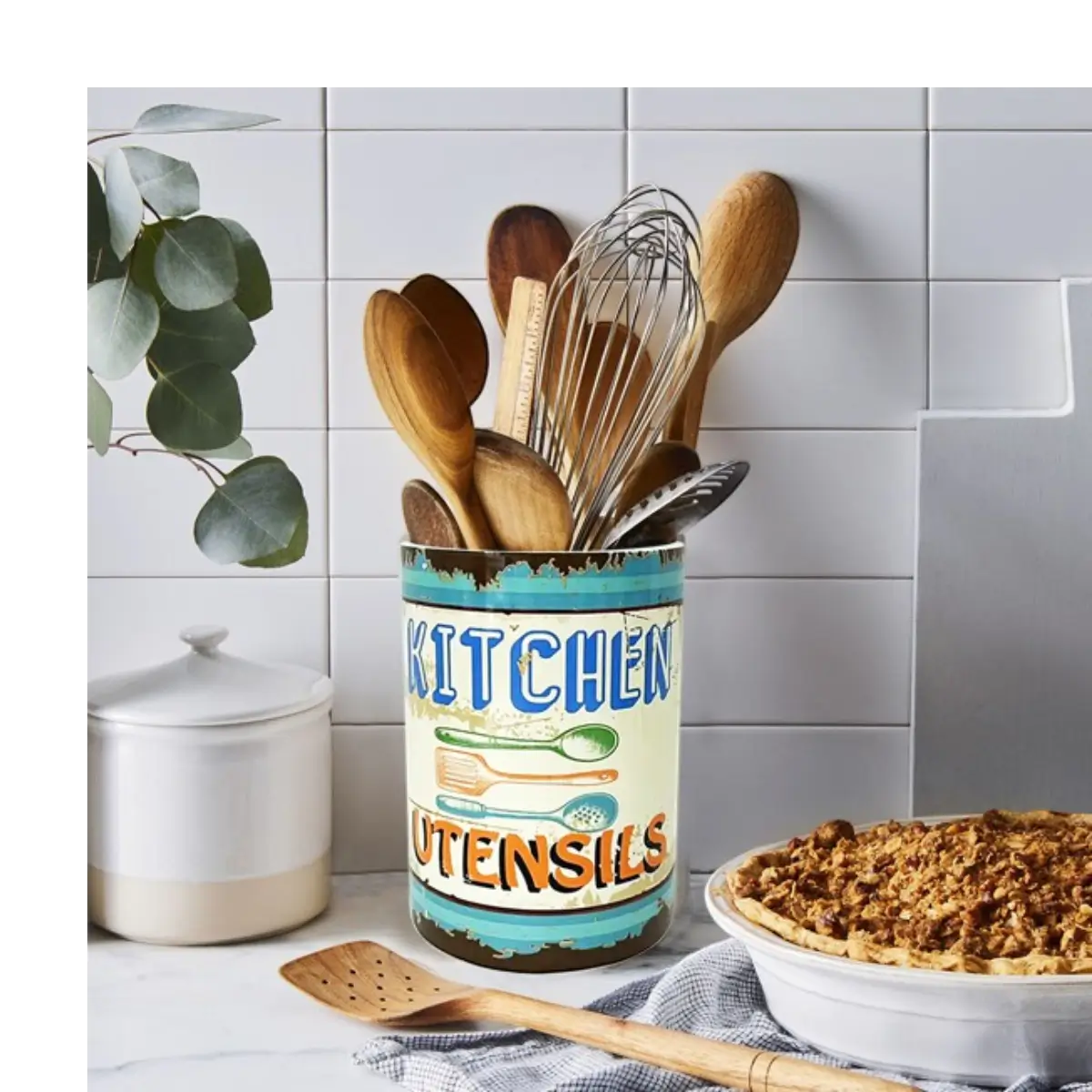Ceramic utensil holder jar