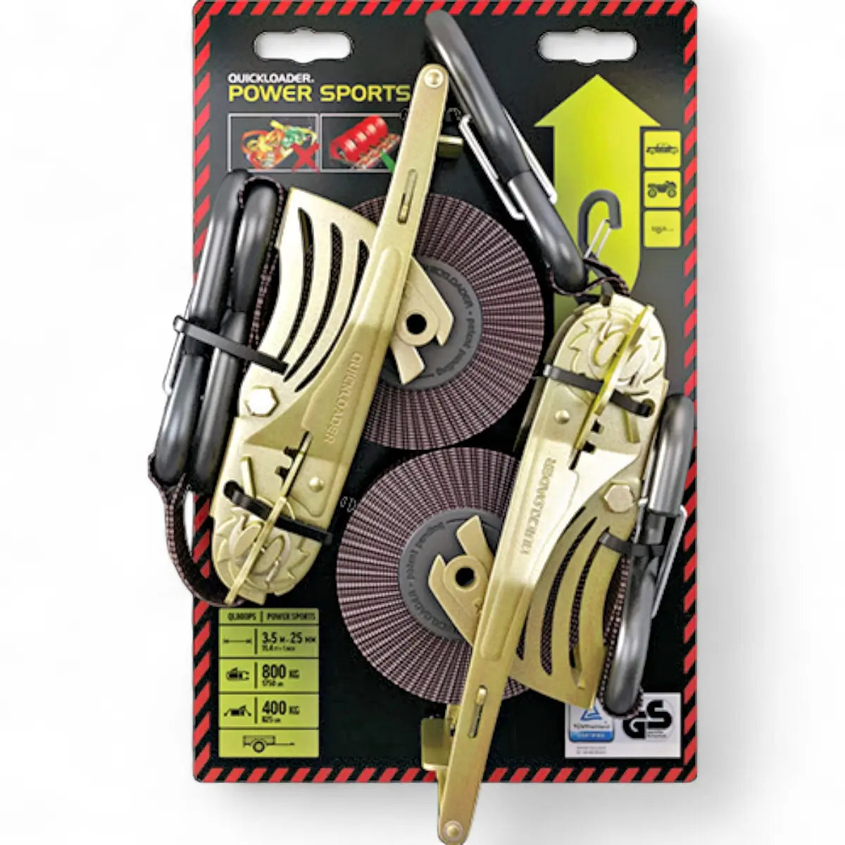 Quickload Retractable Power Sports Tie-Down Strap (800Kg) - 3.5M X 25mm (2-Pack)