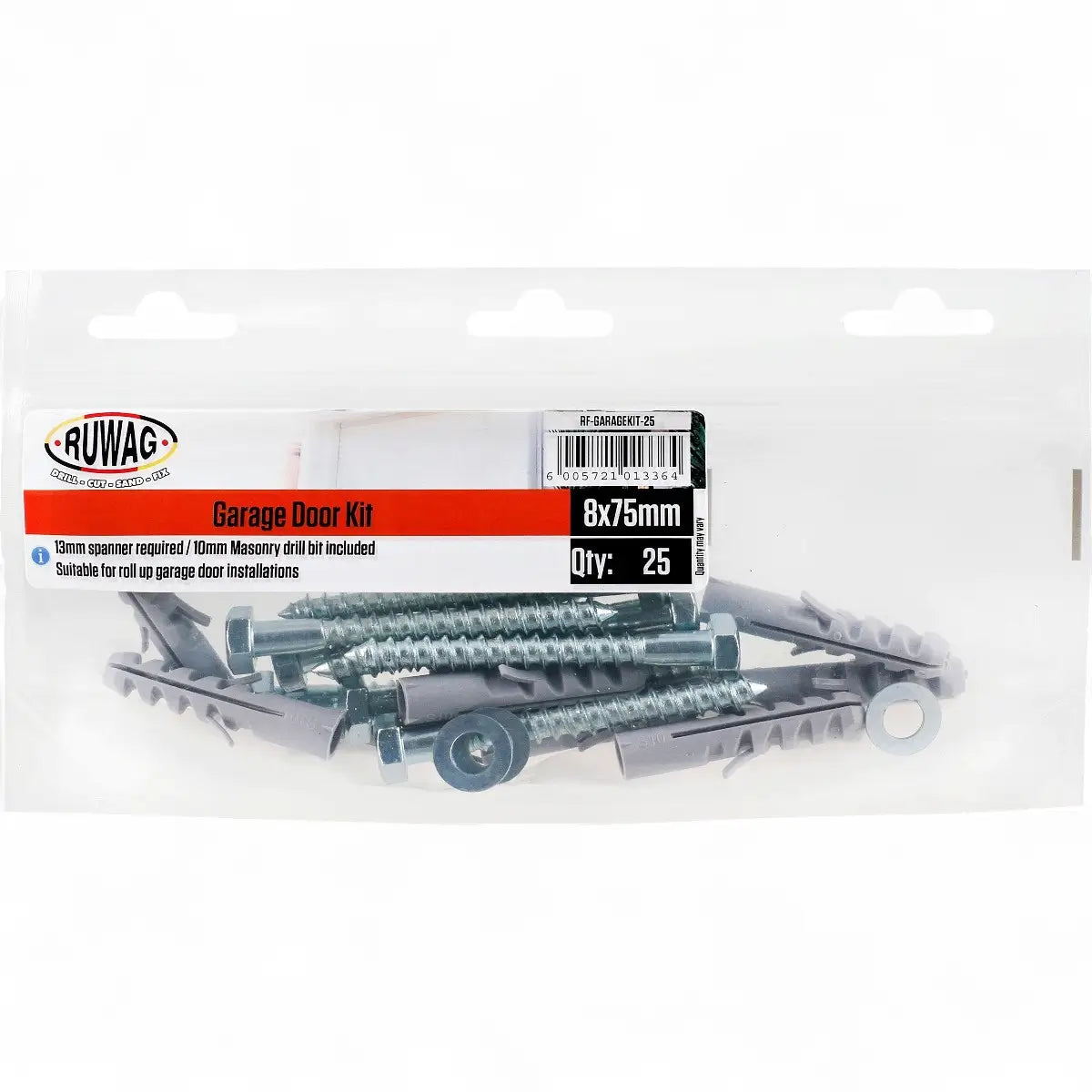 Garage Door Fastener Kit - 8.0 X 75mm (25-Piece)