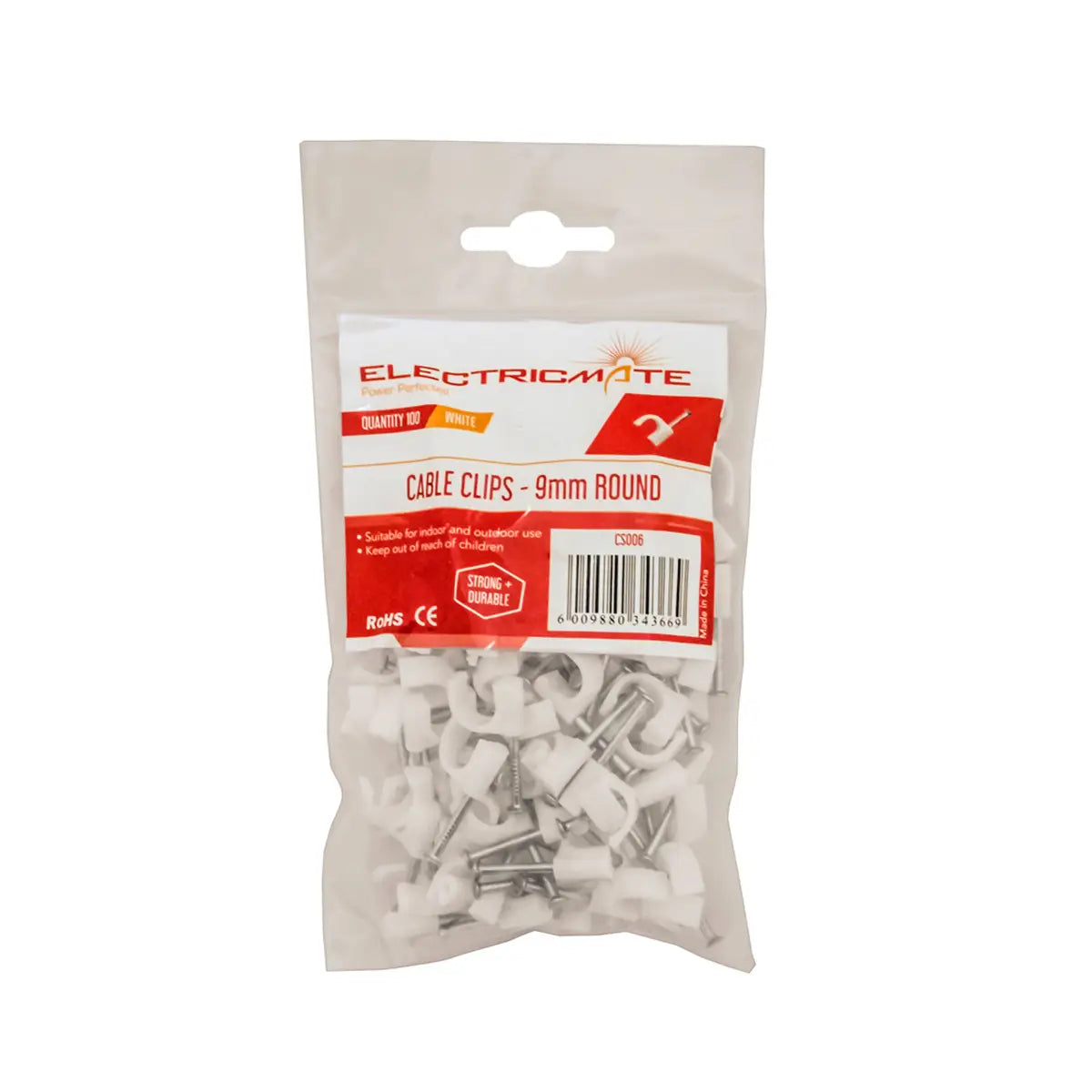 9mm round cable clips 100pack