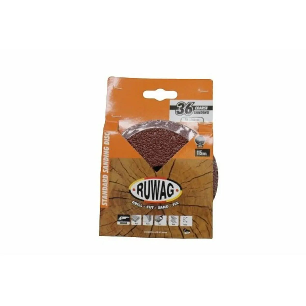 Ruwag Standard Sand Disc 115mm 36 grit (5 discs) - Al's Hardware