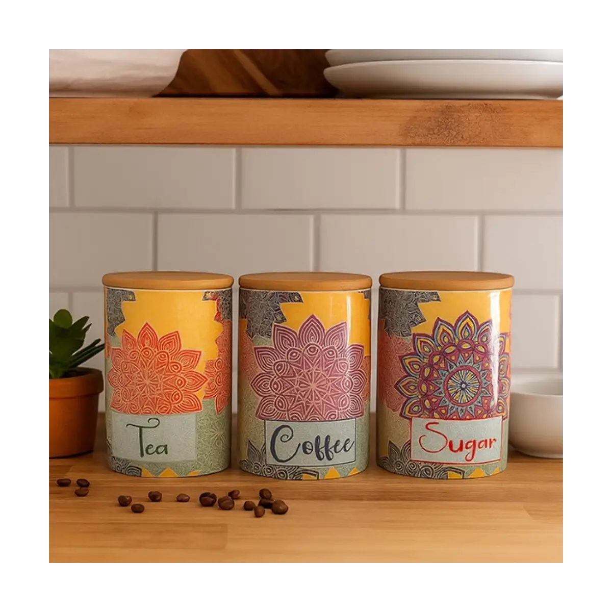 Ceramic kitchen canister set