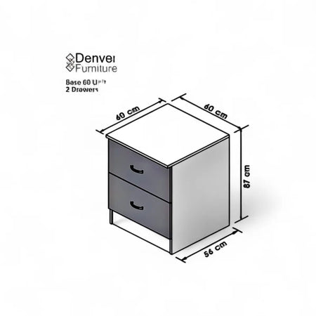 Modular Standard Base Cabinet 600mm - 2 Drawer Vermont Slate