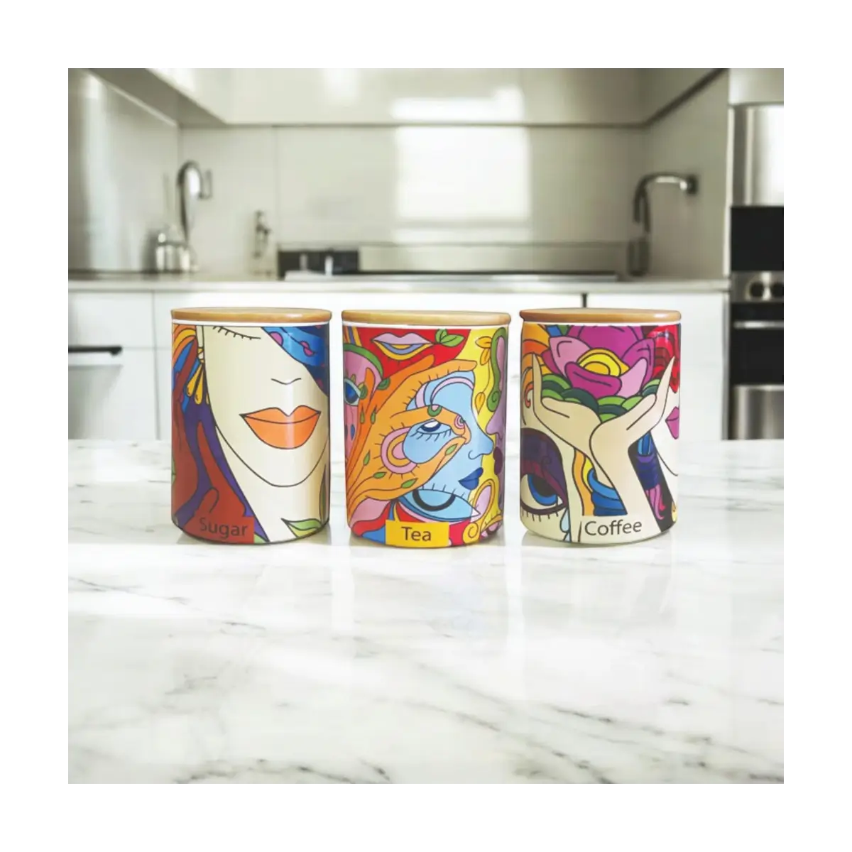 Ceramic kitchen canister set