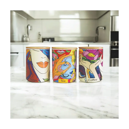 Ceramic kitchen canister set