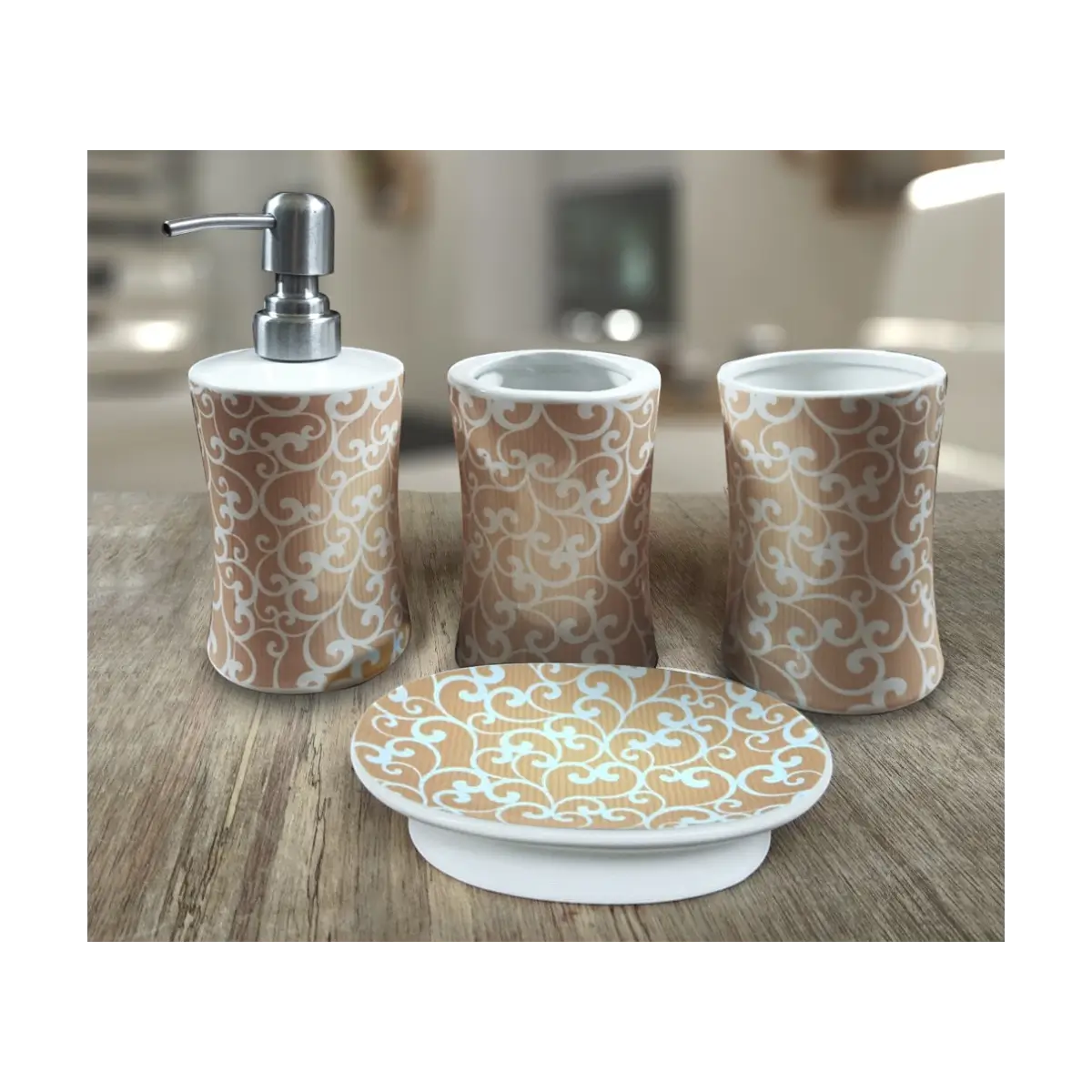 Four piece bathroom accessory set