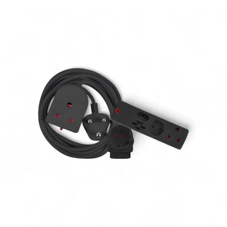 Gentech Extension Lead With Usb Adapter And Multi-Socket (3M, Black)