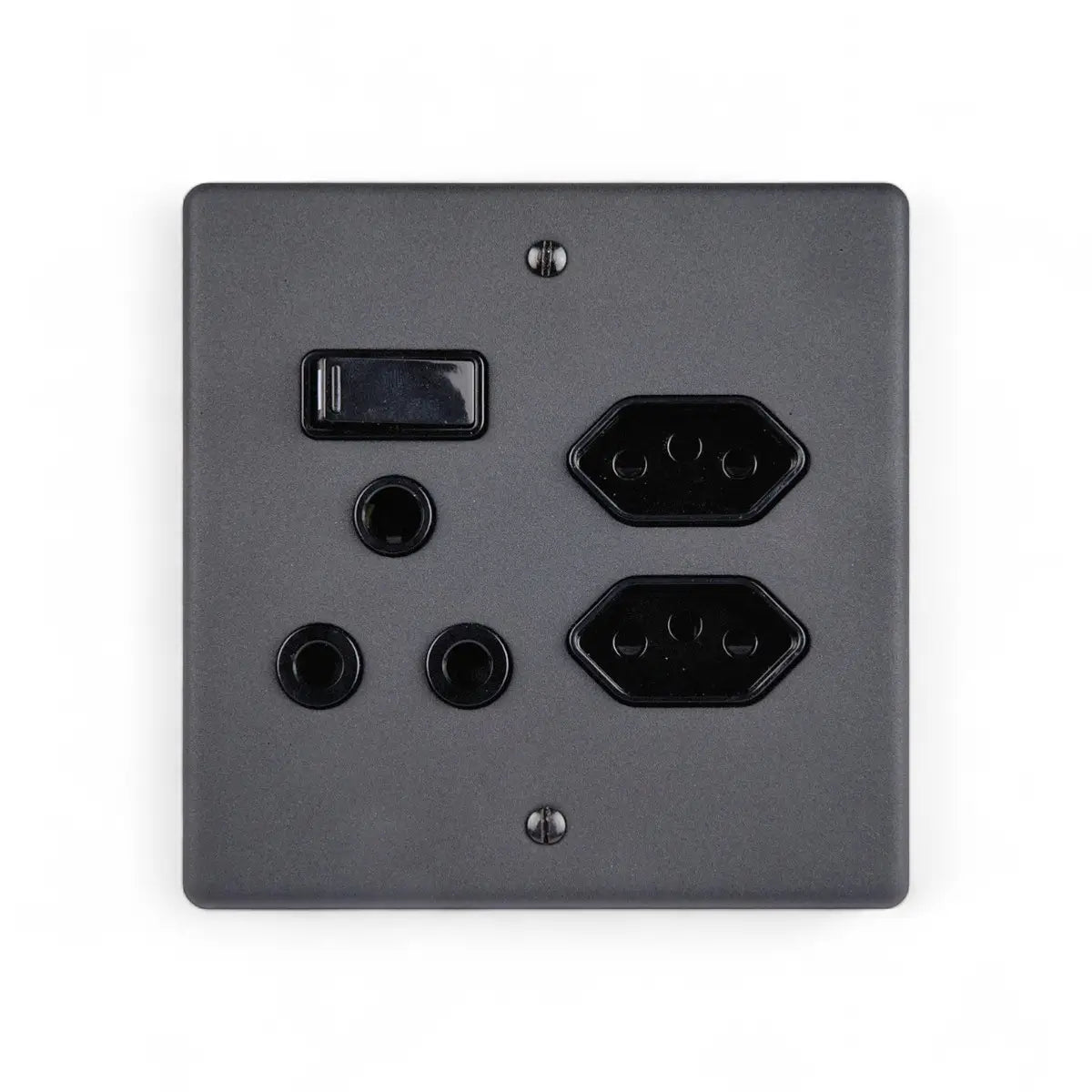 Lesco 100X100Mm 16A/2Iec Mono Matt Black Switch Socket